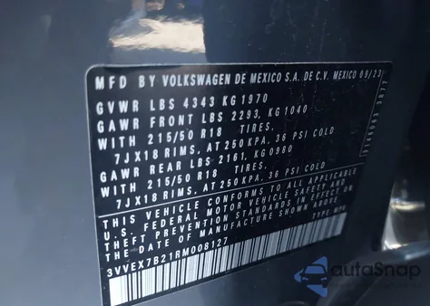 2024 Volkswagen Taos 1.5T Se from USA, damaged, VIN 3VVEX7B21RM008127